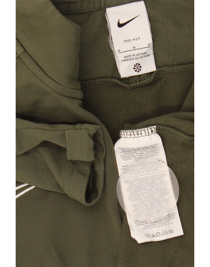 Nike Mens Dri Fit Zip Neck Top Manga Longa Médio Cáqui Colourblock