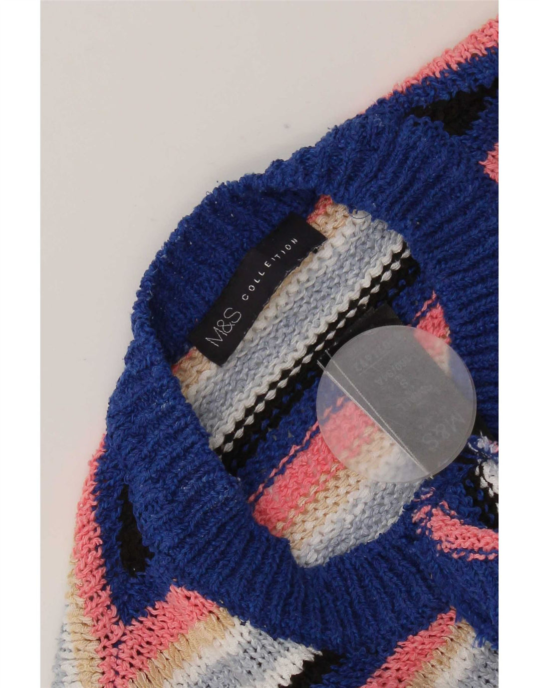 Suéter feminino Marks & Spencer com gola redonda Reino Unido 10 pequeno multicolorido