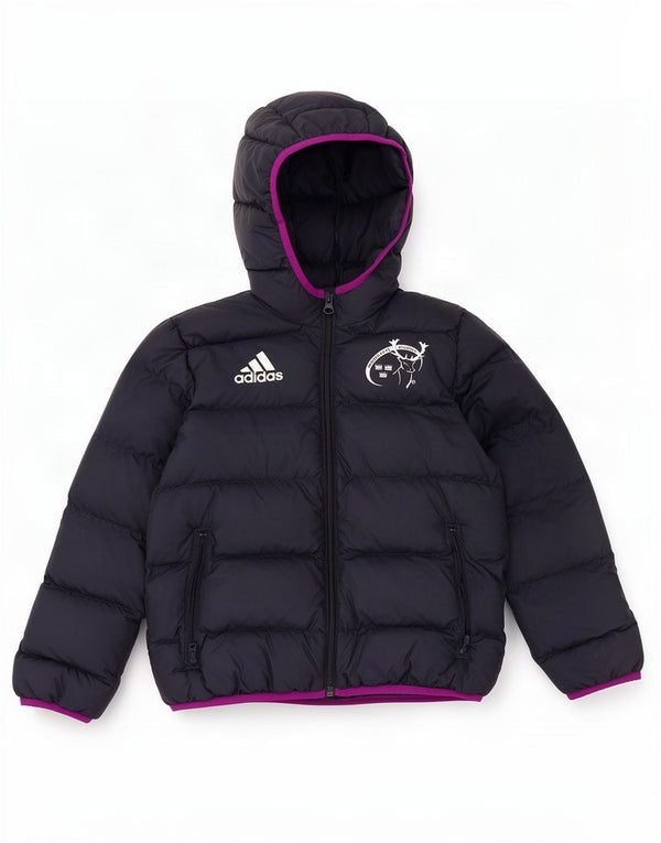 Jaqueta acolchoada com capuz Adidas Girls Munster Rugby 7-8 anos azul marinho