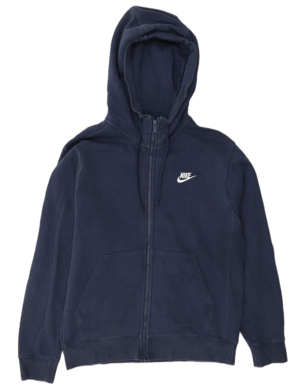 Suéter Nike masculino com capuz e zíper pequeno algodão azul marinho