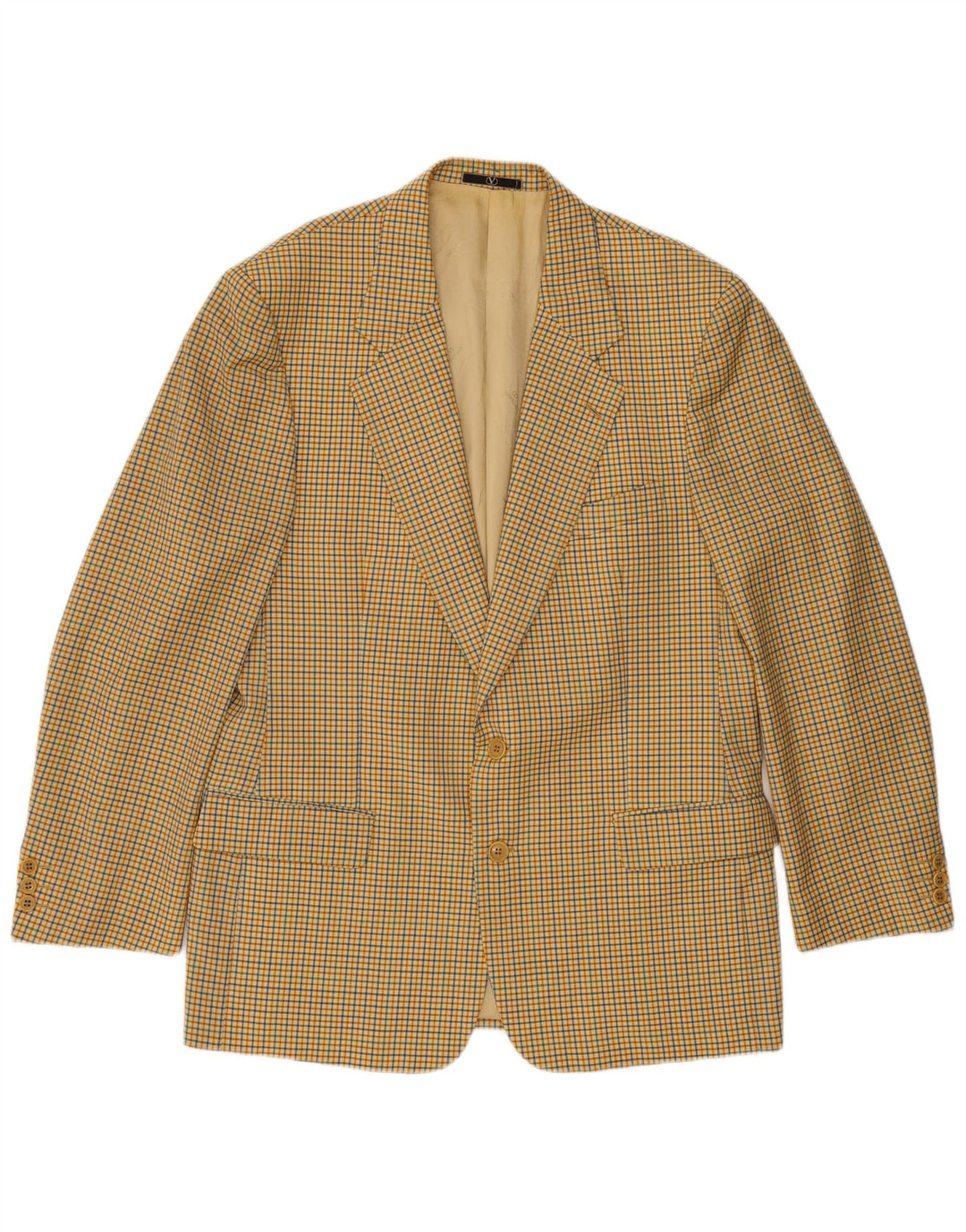 Jaqueta Blazer Masculina Valentino com 2 Botões Reino Unido 40 Grande Bege Xadrez Nova Lã