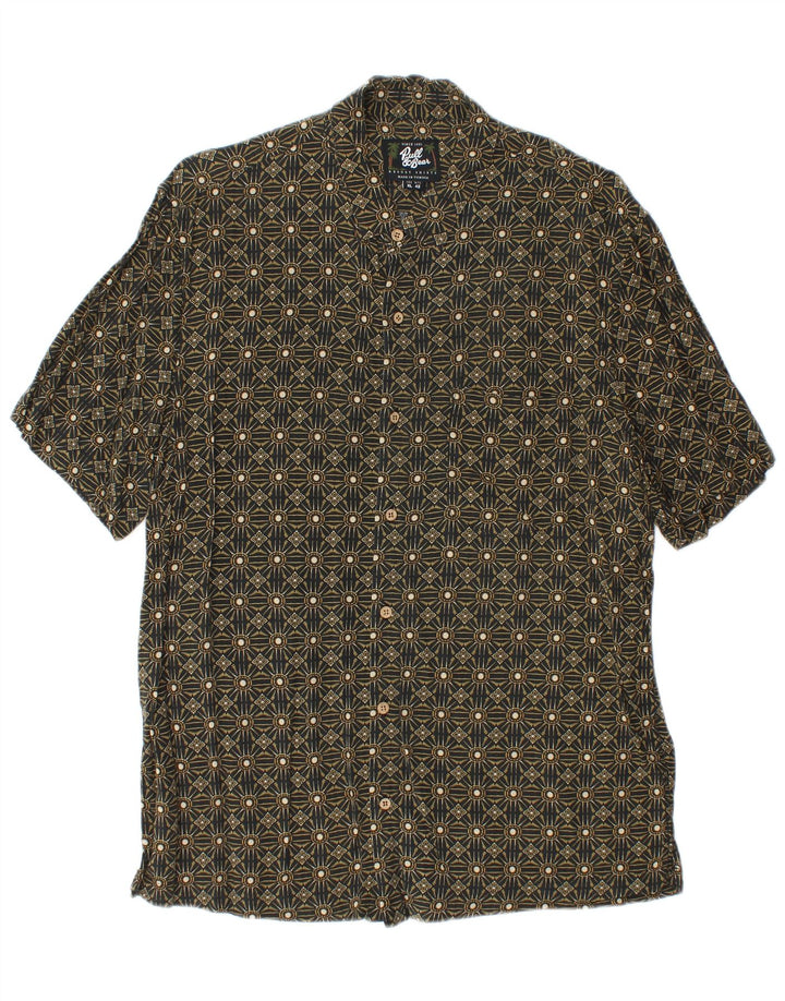 Camisa masculina de manga curta Pull & Bear XL cáqui geométrica