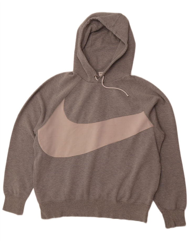 NIKE Mens Graphic Hoodie Jumper Grande Algodão Cinza
