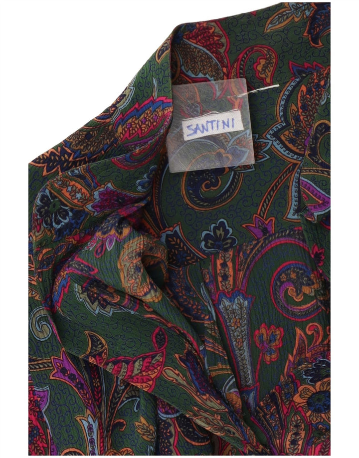 Pulôver feminino Santini blusa Reino Unido 14 grande verde floral