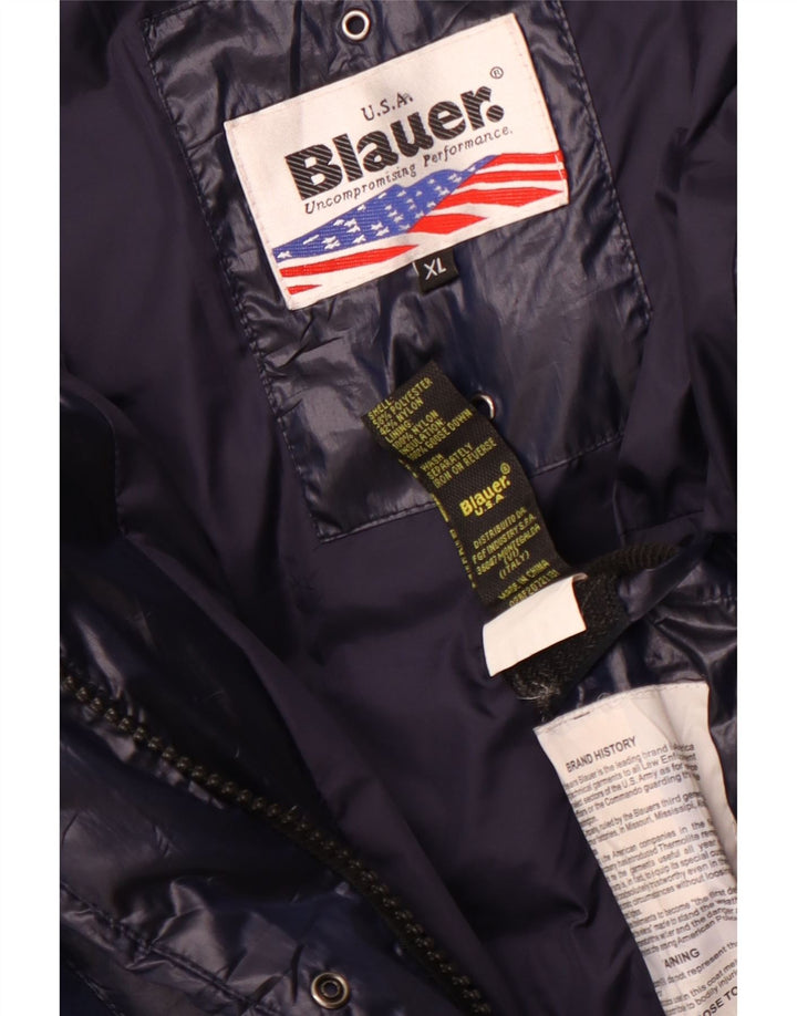Casaco acolchoado com capuz feminino Blauer UK 18 XL azul marinho poliéster