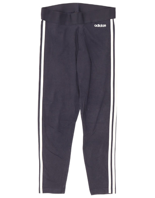 Adidas Womens Crop Leggings UK 12/14 Médio Azul Marinho Algodão Esportes