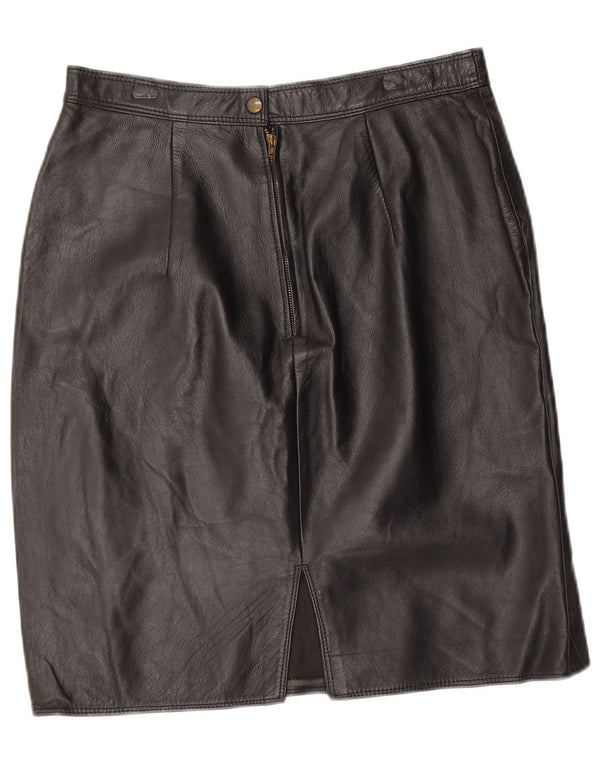 VINTAGE Womens Leather Skirt W30 Medium Black Leather