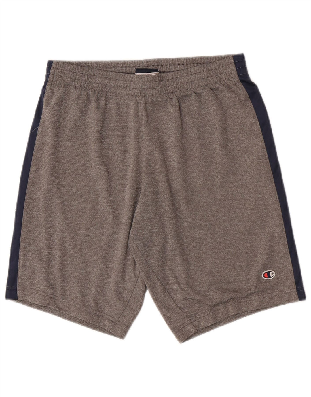 Shorts esportivos masculinos Champion pequeno cinza colorblock poliéster