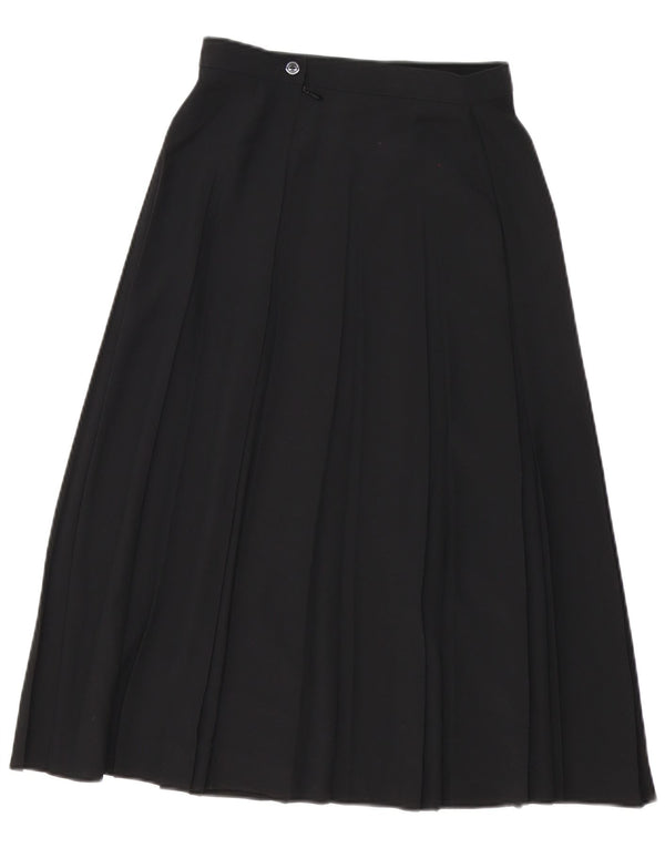 Saia feminina plissada de cintura alta Marks & Spencer Reino Unido 10 pequena W26 L30 preta