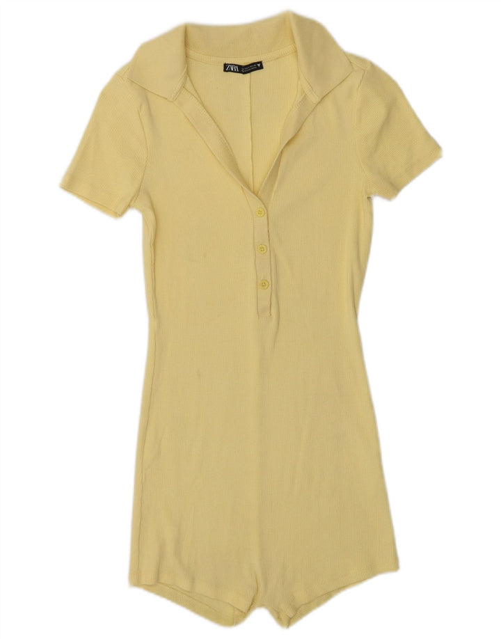 Macacão feminino Zara manga curta Reino Unido 8 pequeno amarelo