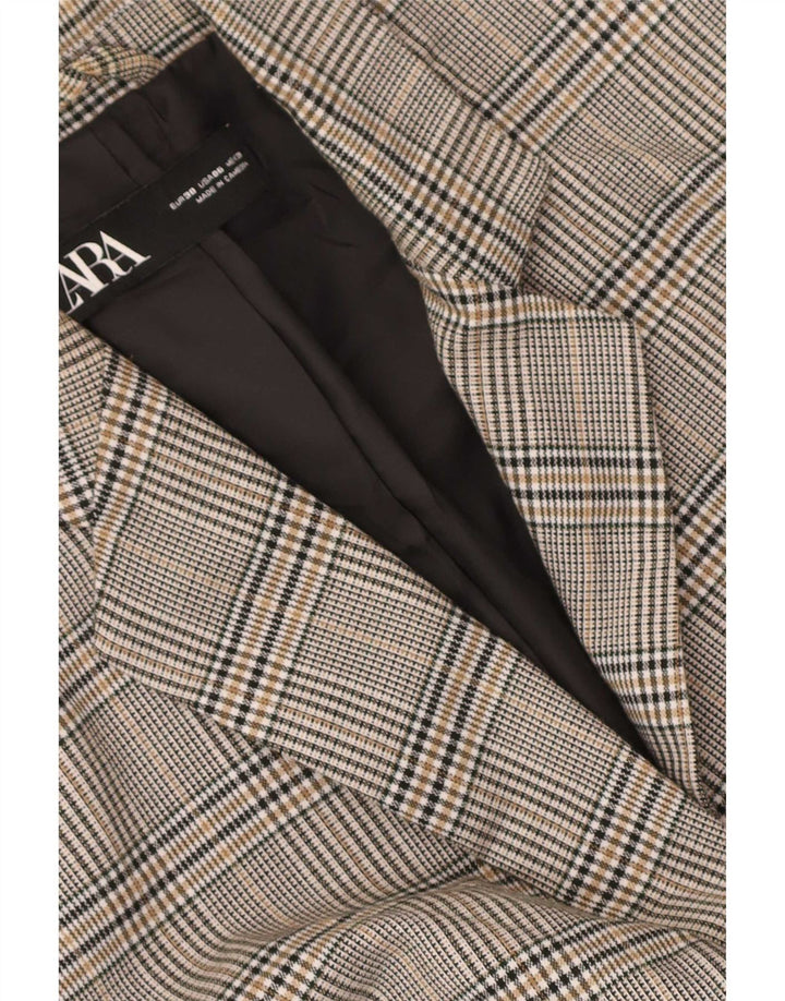 Jaqueta blazer feminina Zara com 1 botão UE 38 pequeno cinza houndstooth
