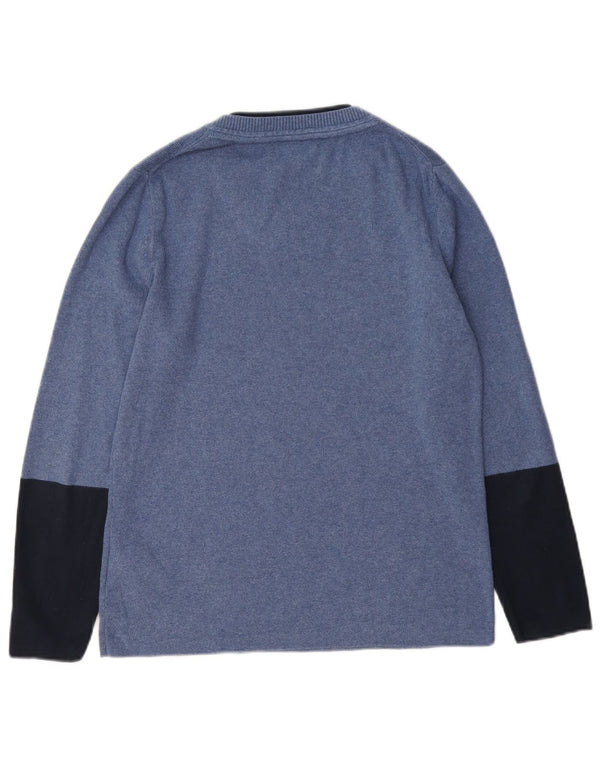 Suéter feminino Tommy Hilfiger com gola barco e bloco colorido azul grande UK 16
