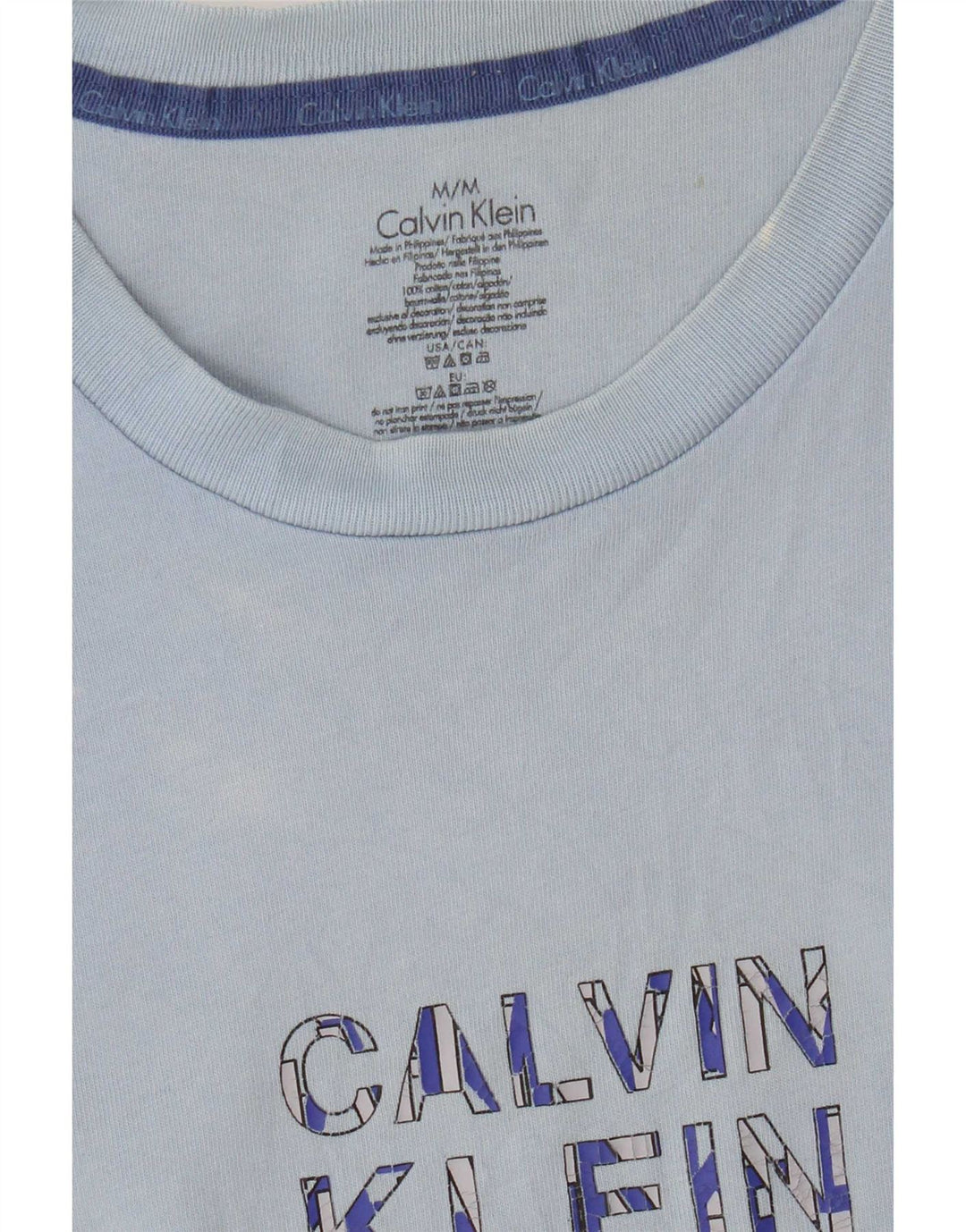 Camiseta masculina Calvin Klein com estampa gráfica azul médio algodão