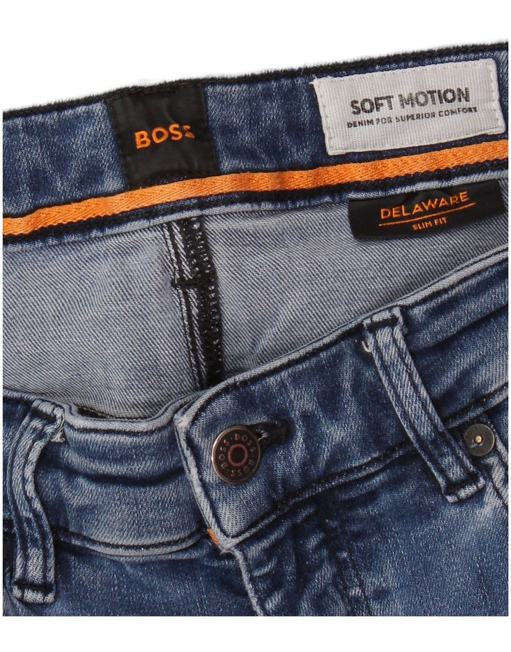 Hugo Boss Masculino Delaware Slim Jeans W32 L32 Azul
