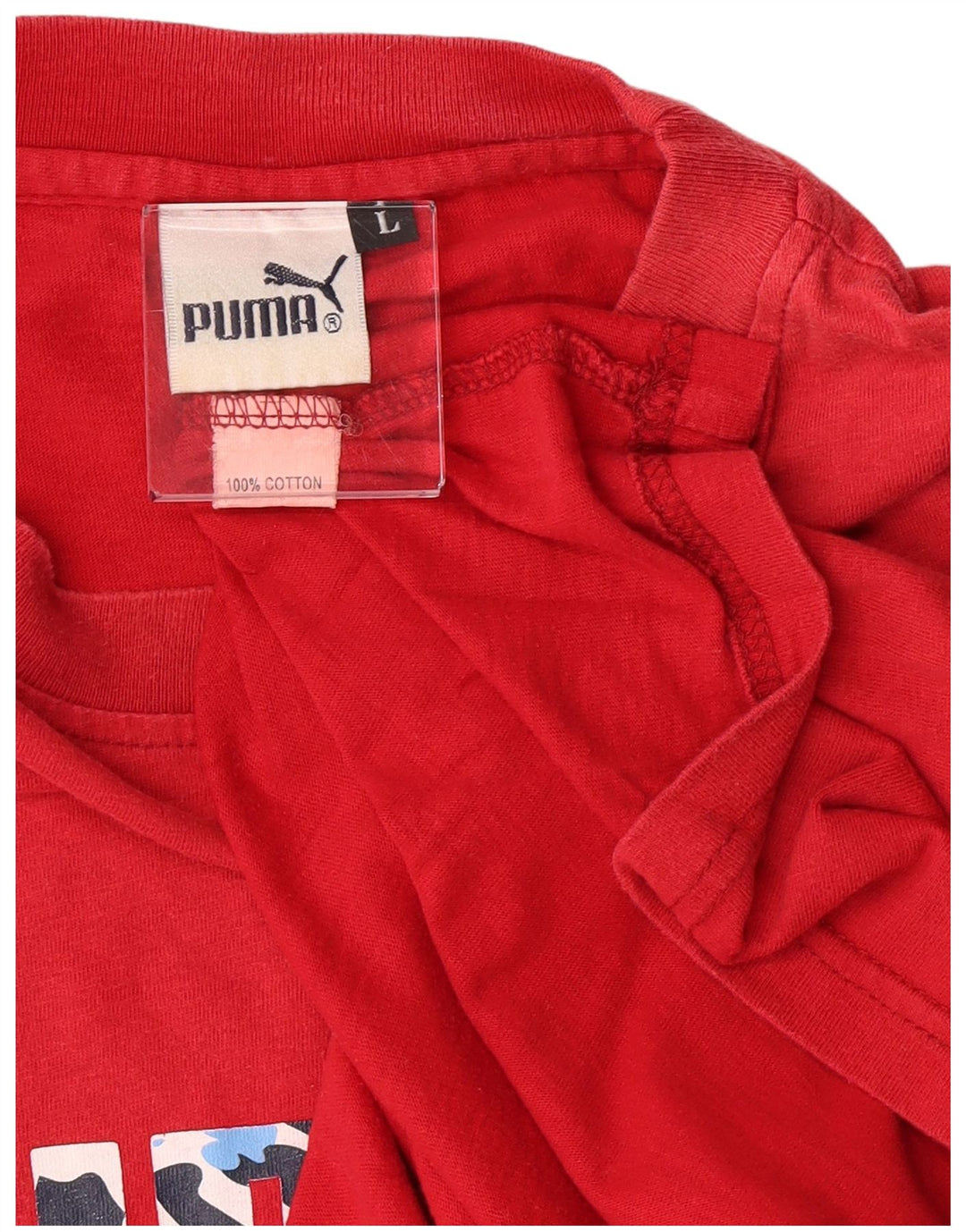 Puma Mens Graphic T-Shirt Top Grande Algodão Vermelho