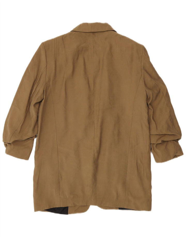 Zara Jaqueta Blazer Feminina Manga 3/4 Aberta Reino Unido 14 Poliéster Bege Médio