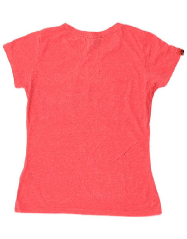 Superdry camiseta feminina vintage gráfica top UK 12 médio rosa manchado