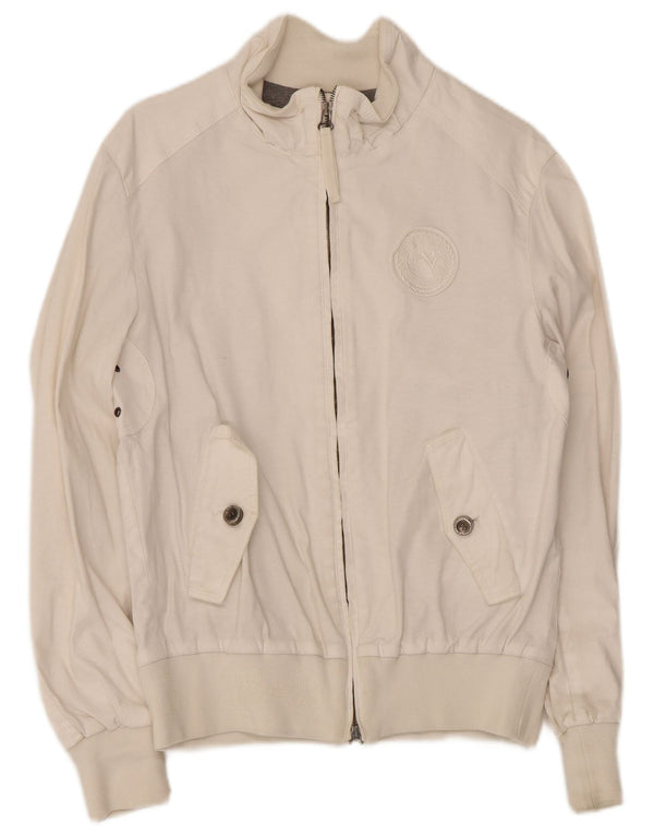 Jaqueta bomber masculina vintage IT 46 pequena viscose branca