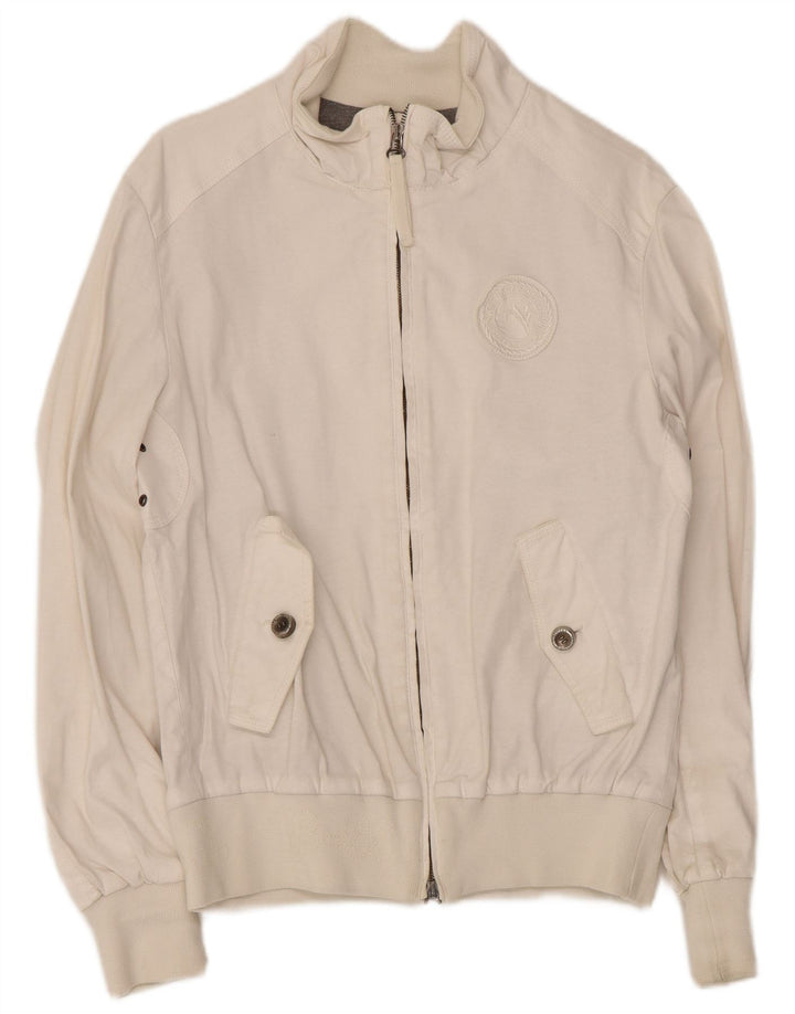 Jaqueta bomber masculina vintage IT 46 pequena viscose branca