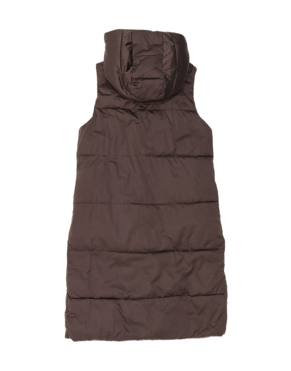 Zara Womens Longline Reversível Capuz Acolchoado Gilet UK 6 XS Poliéster Cinza