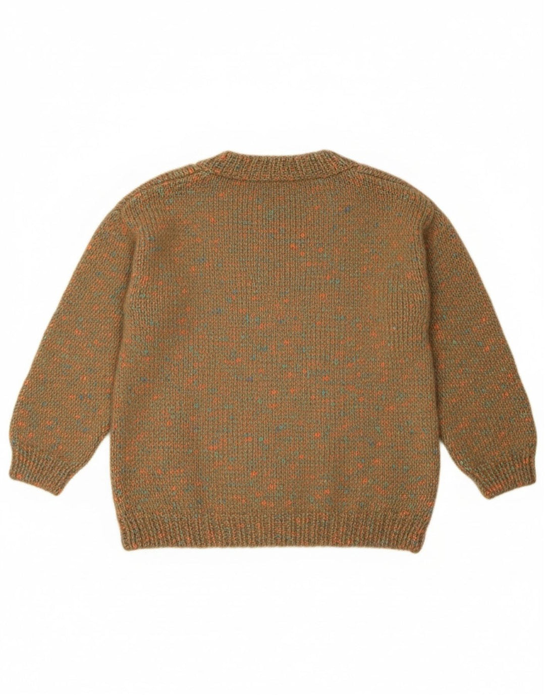 Suéter feminino vintage com gola redonda Reino Unido 12 verde médio manchado