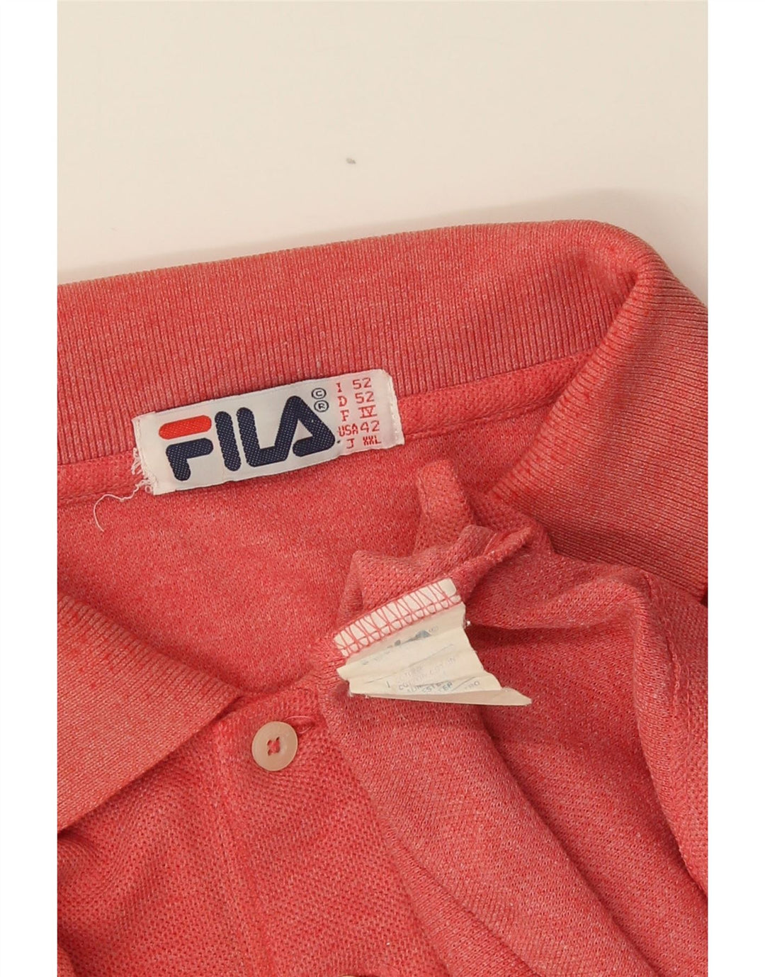 Camisa polo masculina Fila IT 52 grande algodão vermelho
