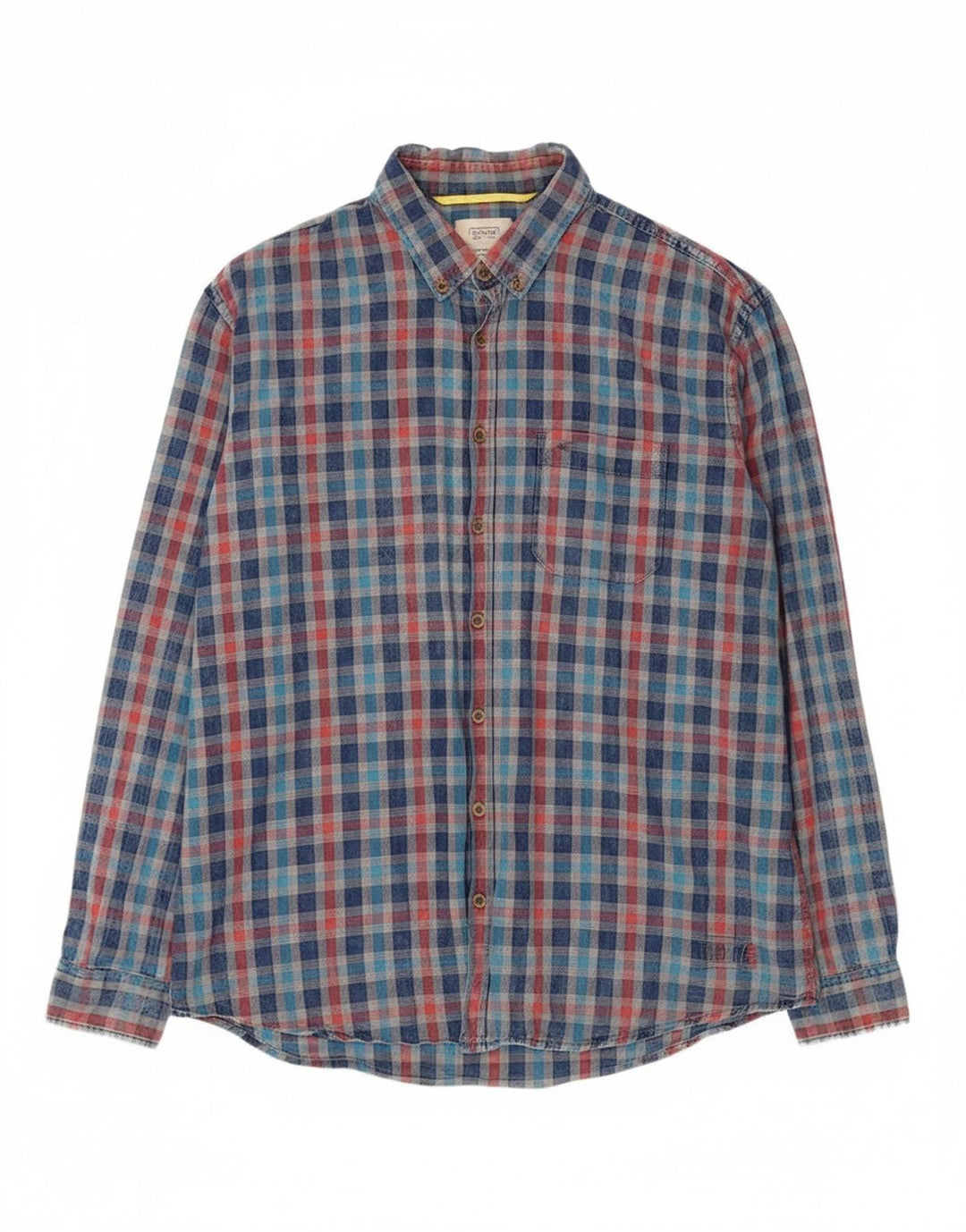 CAMEL Camisa masculina de flanela de ajuste regular XL algodão xadrez multicolorido