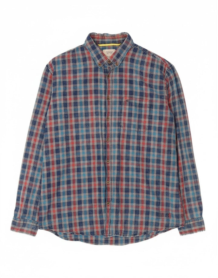 CAMEL Camisa masculina de flanela de ajuste regular XL algodão xadrez multicolorido