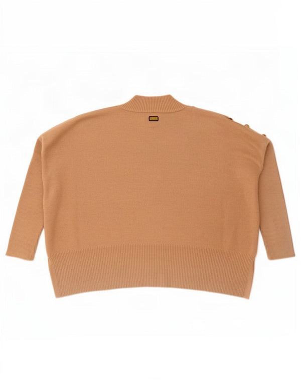 Suéter feminino Barbour de grandes dimensões com gola de tartaruga Reino Unido 8 pequeno algodão bege