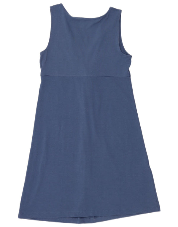 Vestido feminino Eddie Bauer sem mangas evasê Reino Unido 14 grande azul poliéster
