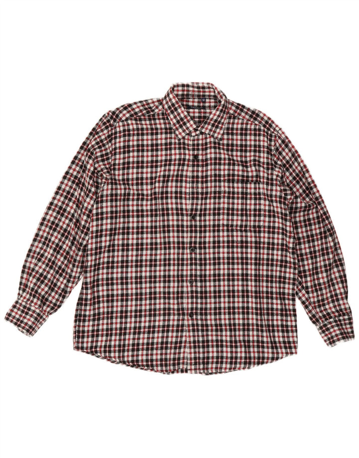 Camisa masculina vintage de flanela tamanho 17 1/2 44 XL vermelho xadrez