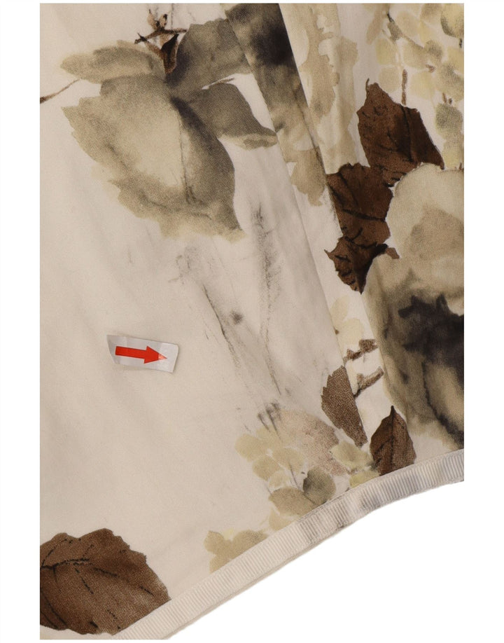 COAST Saia feminina evasê UK 10 pequena W28 algodão floral branco