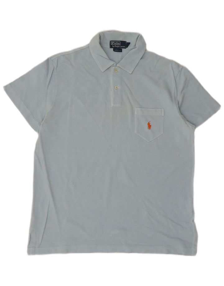 POLO RALPH LAUREN Camisa polo masculina de ajuste personalizado de algodão azul médio