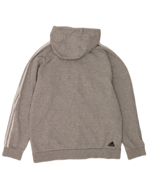 Suéter masculino Adidas com capuz e zíper gráfico grande cinza colorblock algodão