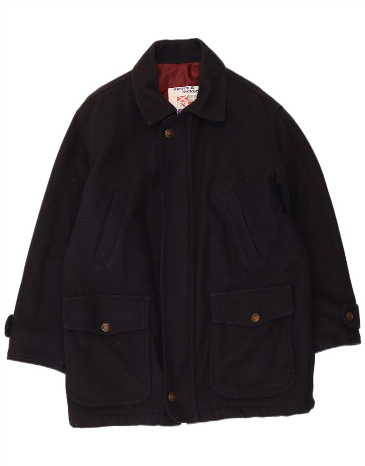 Sobretudo masculino Polbot UK 38 lã azul marinho médio