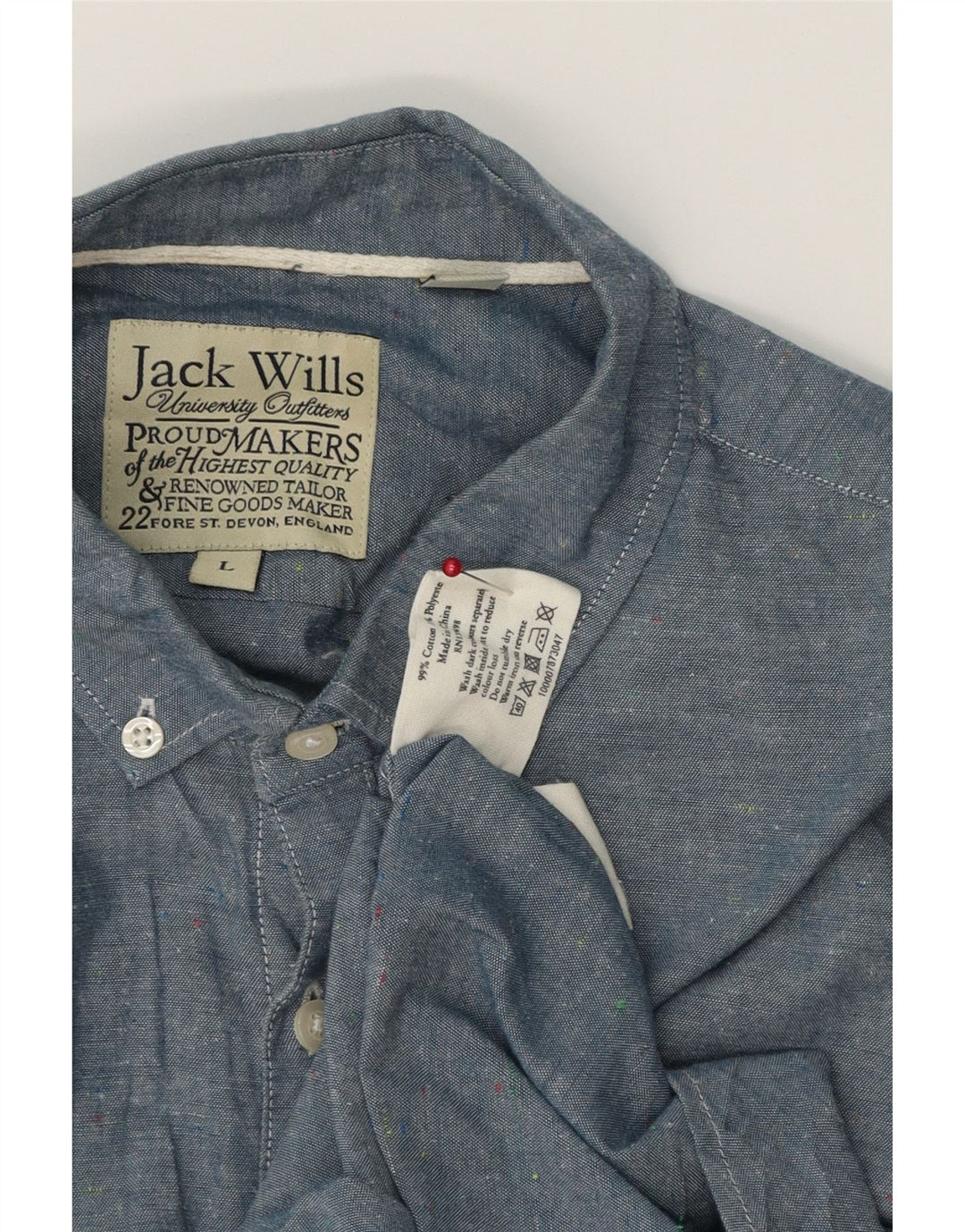 Camisa masculina de manga curta Jack Wills grande algodão azul