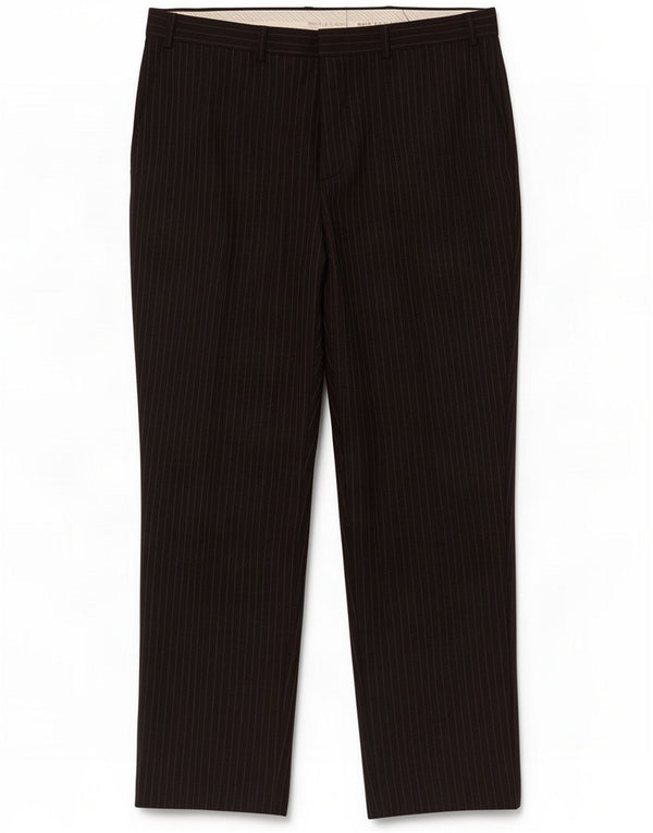 Calça masculina de terno reto Marks & Spencer W40 L29 risca de giz preta