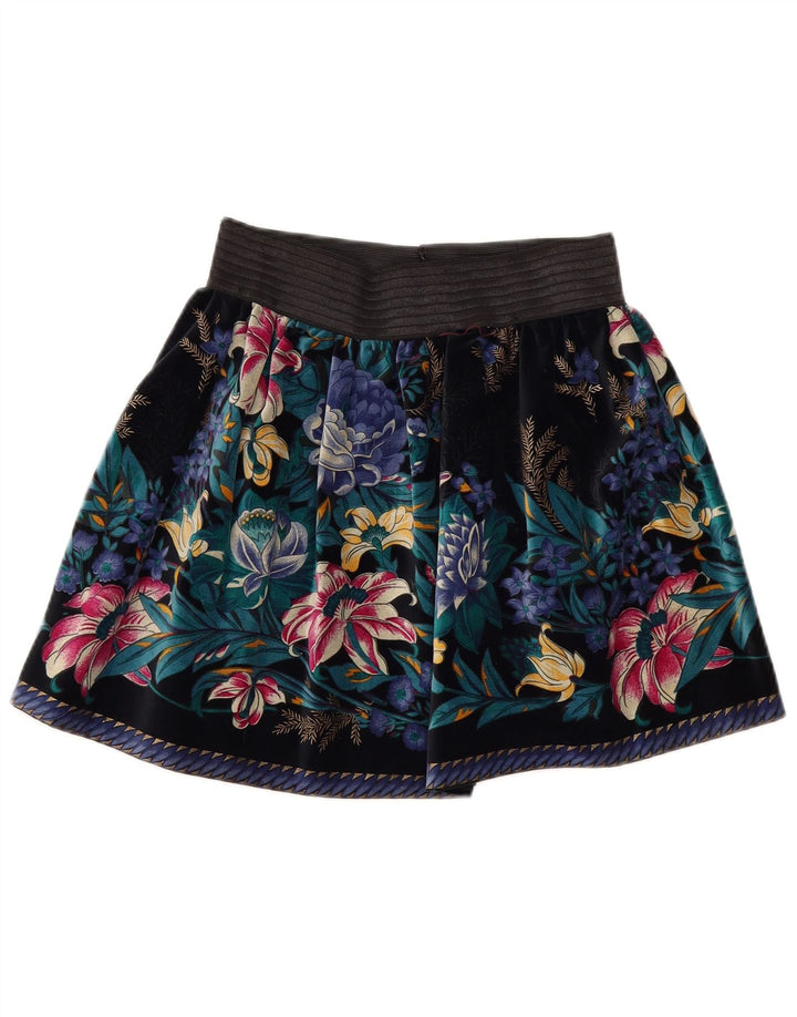 Saia plissada de veludo feminina vintage W26 pequena multicolorida