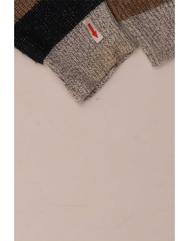 Suéter masculino Marks & Spencer com gola redonda grande bloco colorido cinza