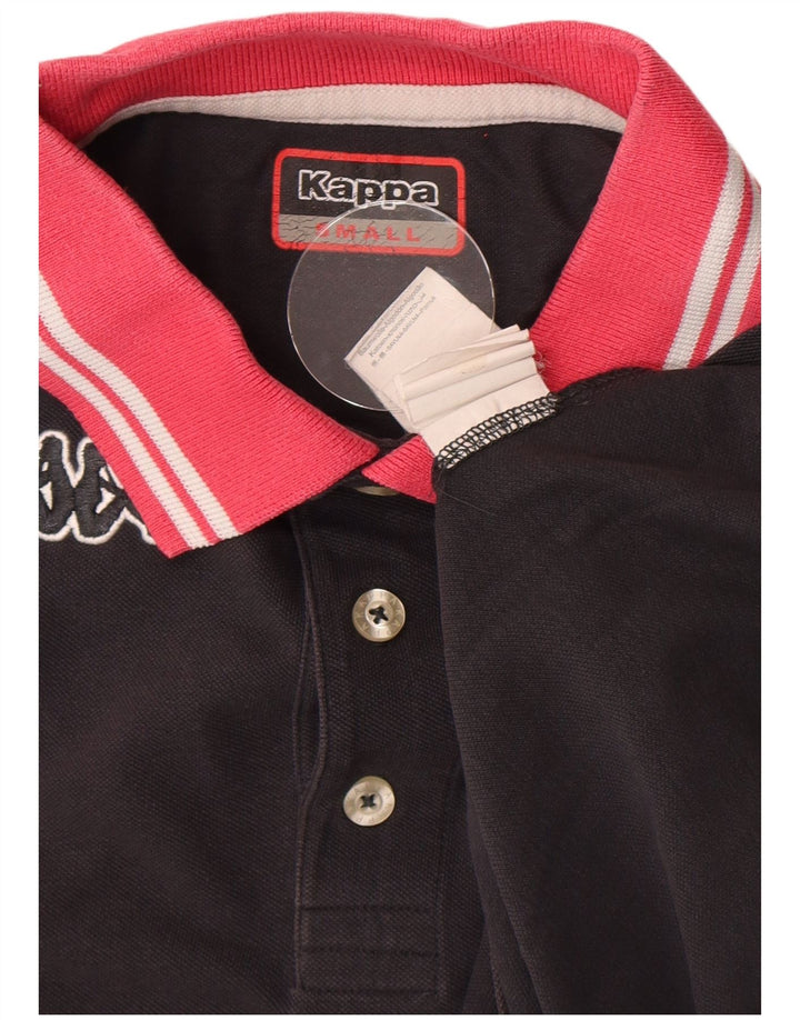 Camisa polo masculina de rugby Kappa pequena de algodão preto