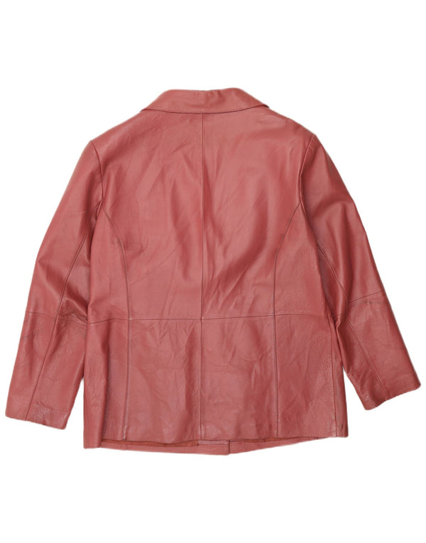 Jaqueta de couro feminina vintage UK 16 grande rosa
