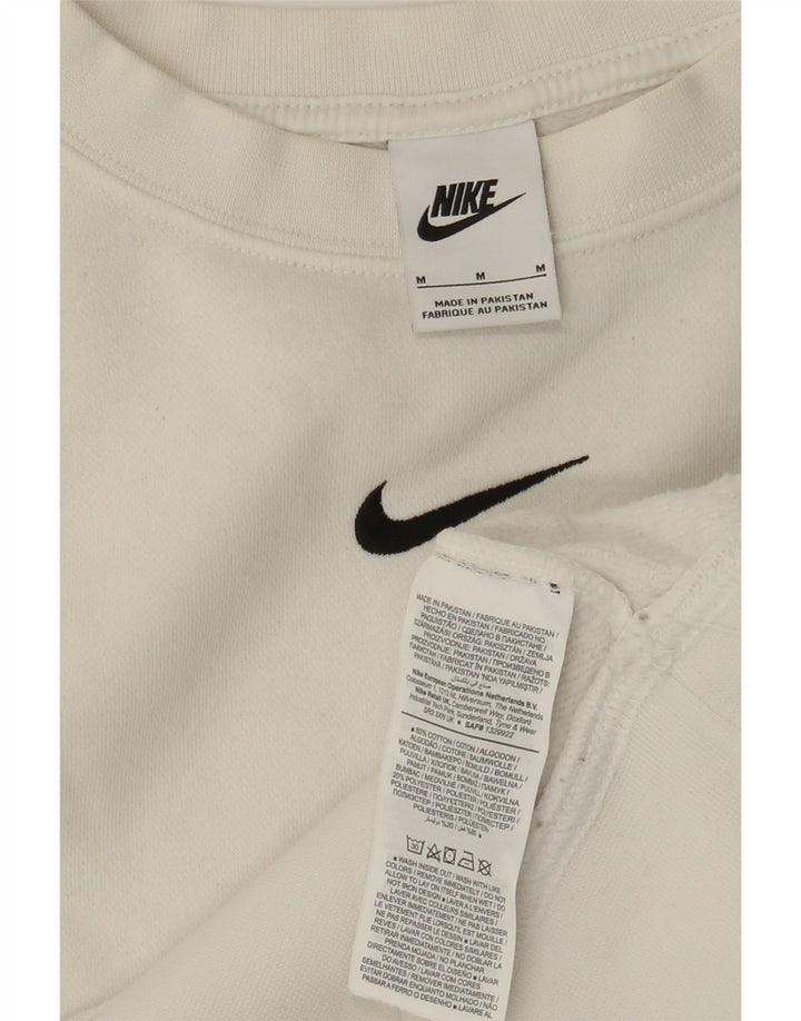 NIKE Womens Crop Oversized Sweatshirt Jumper UK 14 Médio Algodão Branco