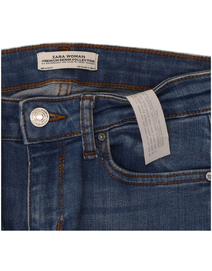 ZARA Jeans feminino queimado EU 34 2XS W24 L34 azul algodão