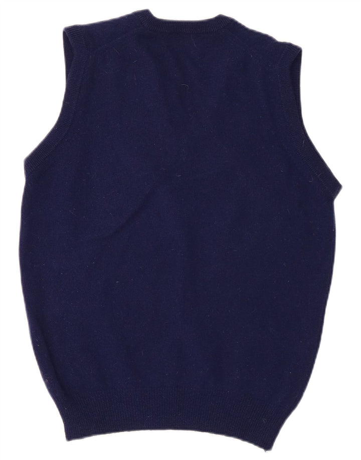 Lyle & Scott Colete masculino regata pequena lã de cordeiro azul marinho