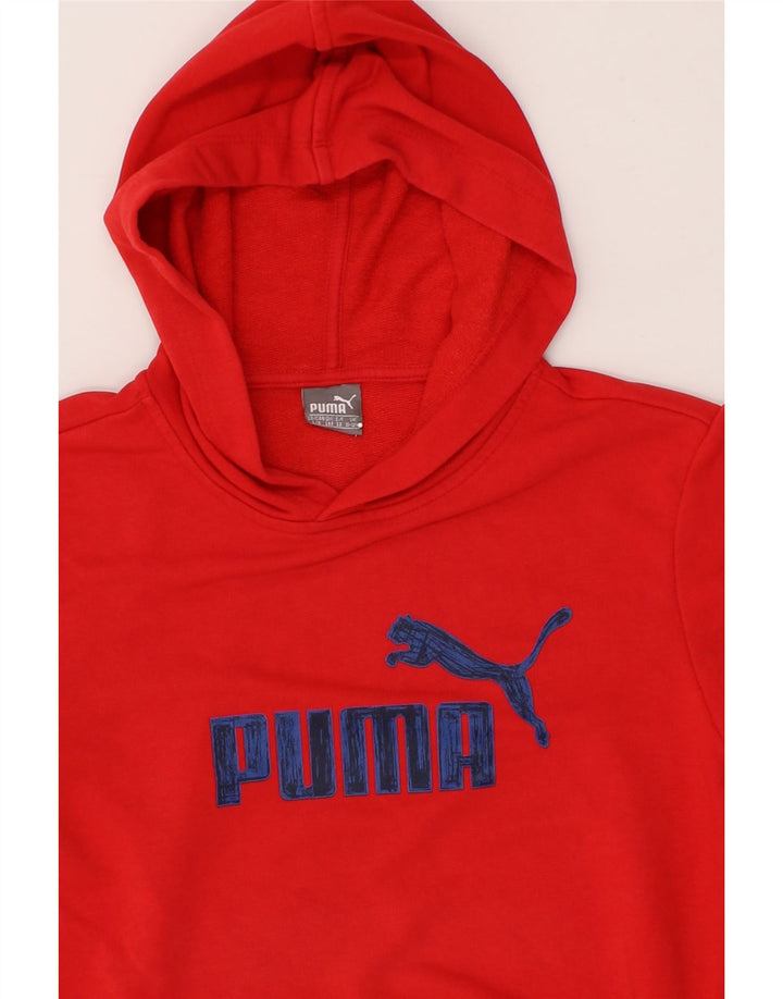 PUMA Boys Graphic Hoodie Jumper 11-12 Years Red Cotton Vintage Puma and Second-Hand Puma from Messina Hembry 