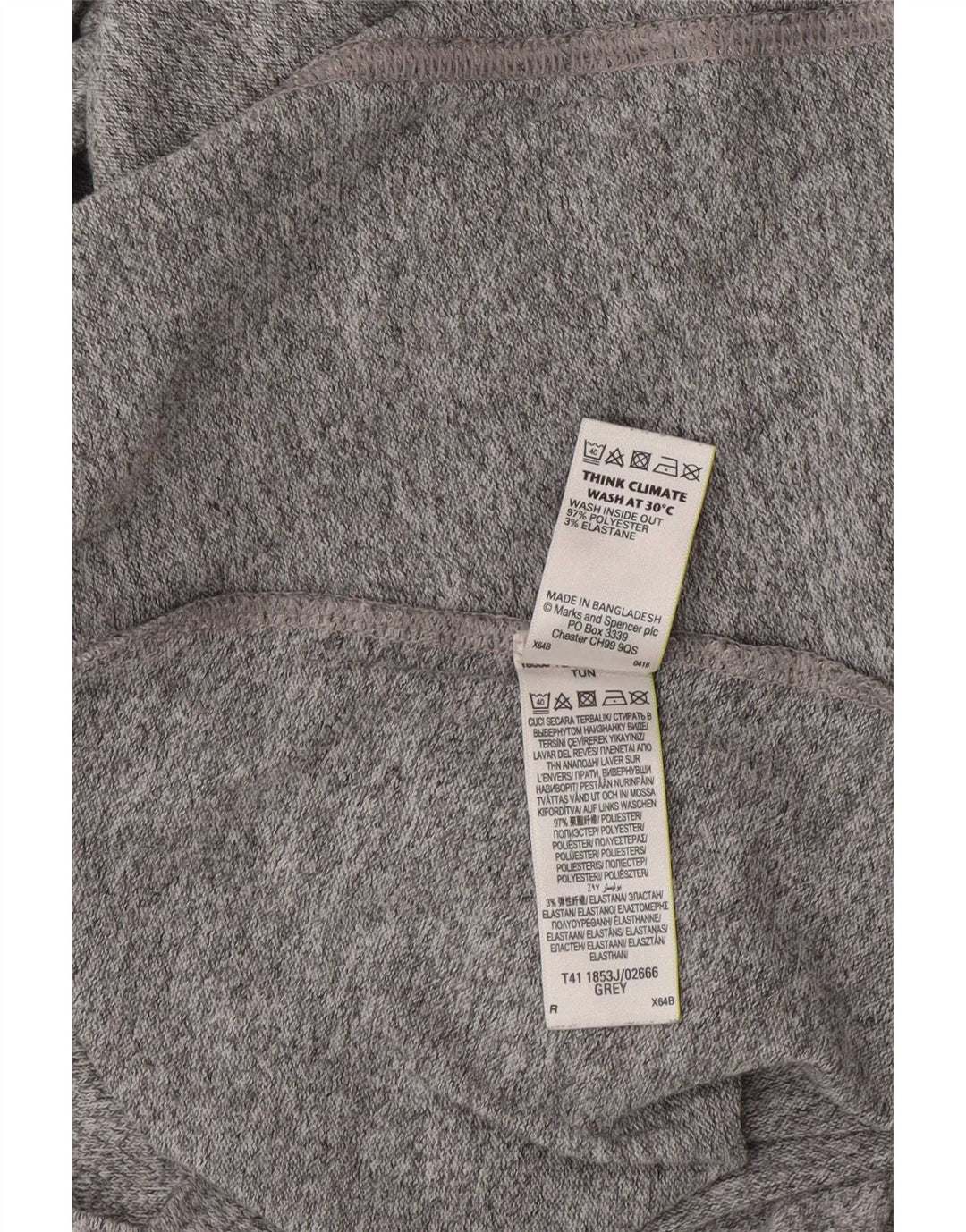 Vestido feminino Marks & Spencer manga 3/4 linha A UK 12 poliéster cinza médio