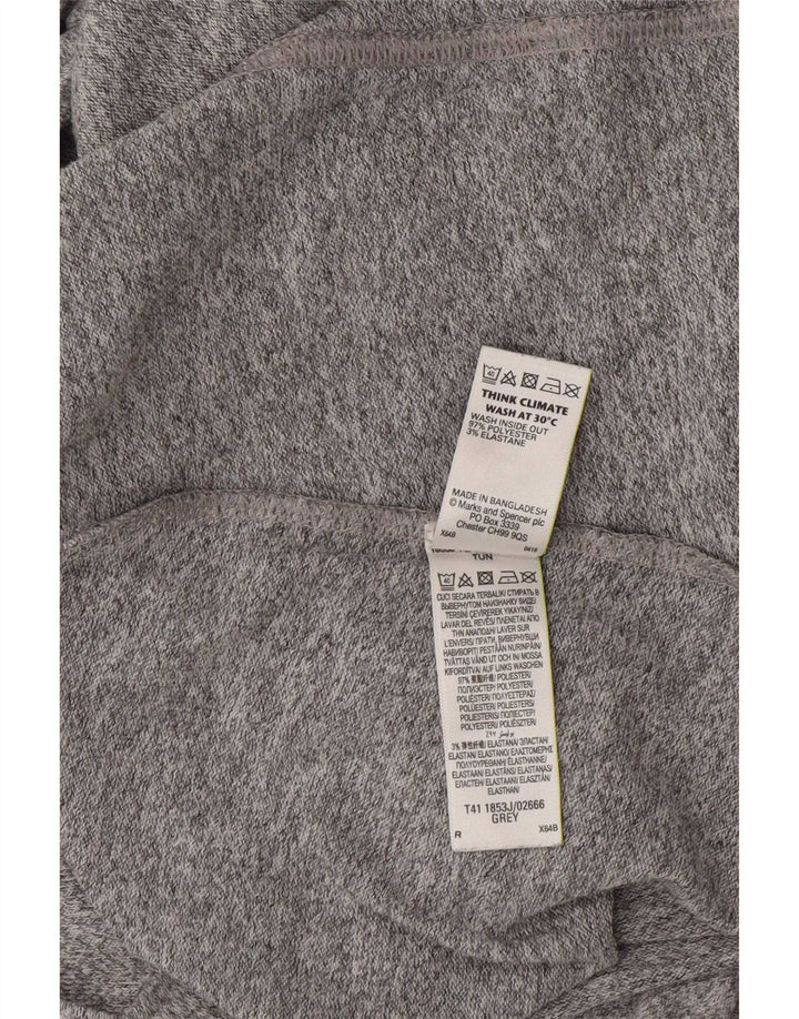 Vestido feminino Marks & Spencer manga 3/4 linha A UK 12 poliéster cinza médio