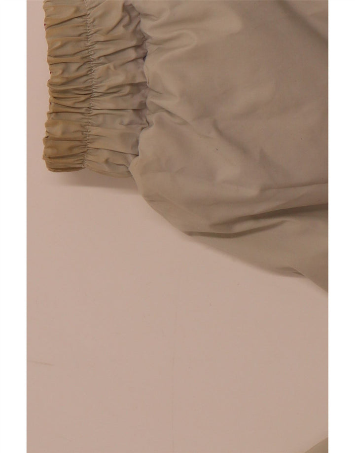 Jaqueta feminina VINTAGE reversível com capuz grande poliéster colorblock bege