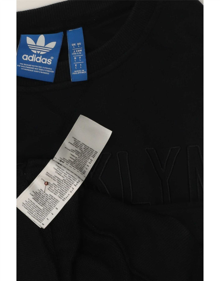 Adidas Mens Graphic Moletom Jumper Grande Preto Colorblock Algodão