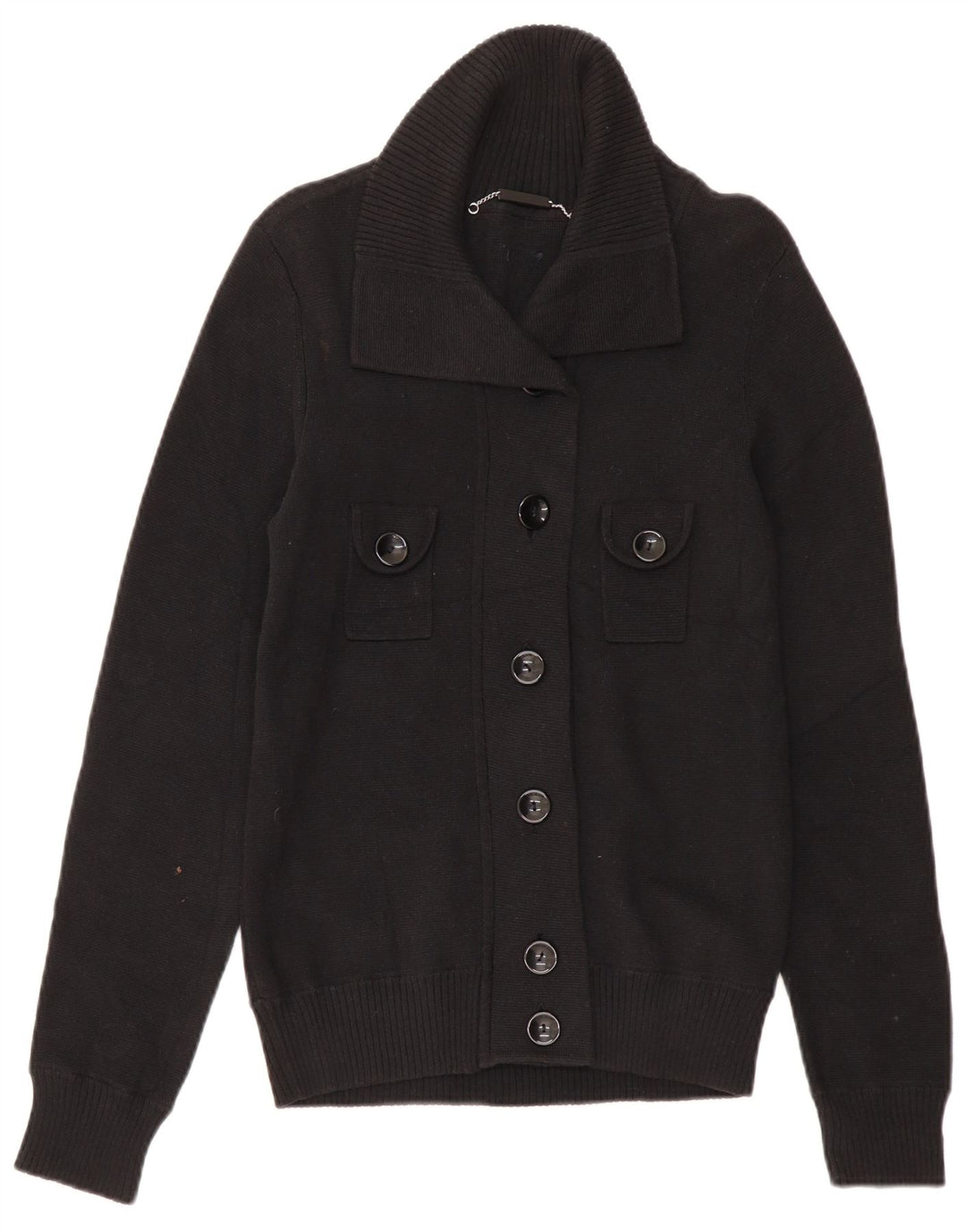 Suéter cardigã feminino ARMANI JEANS Reino Unido 12 algodão preto médio